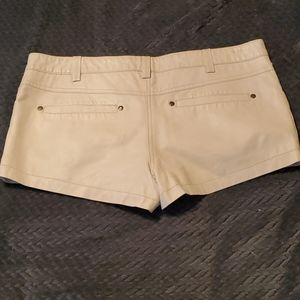 Free People cream leather shorts